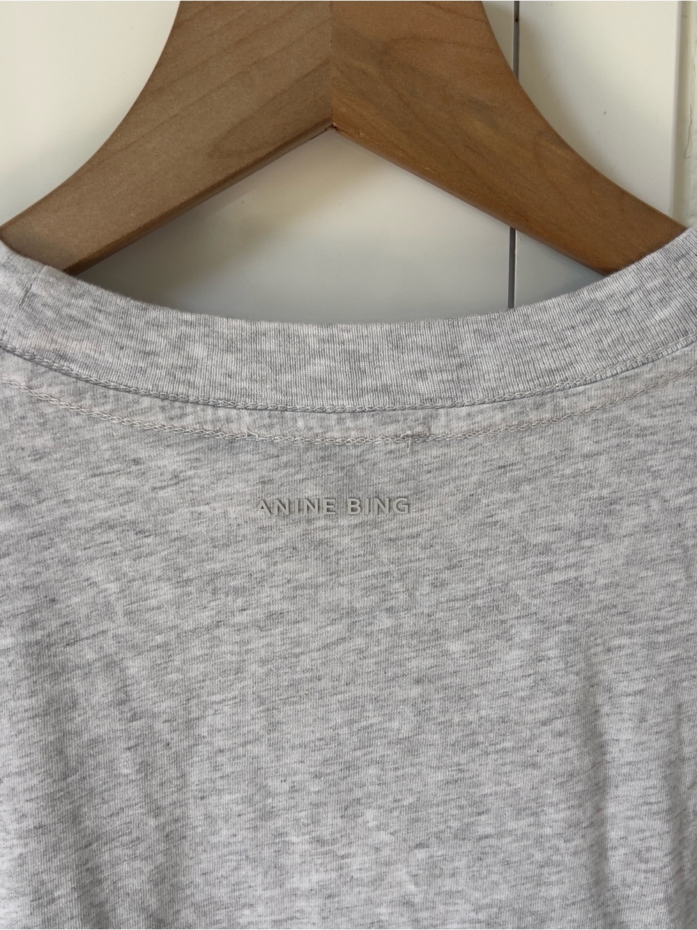 Anine Bing Lili Framed Monogram T-Shirt in Heather Grey NWT - Picture 5 of 9